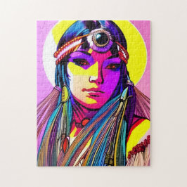 Mooie inheemse Amerikaanse vrouw. Legpuzzel