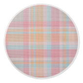 Mooie inktkleuren roze en blauwe vlekkeltartan keramische knop (Voorkant)