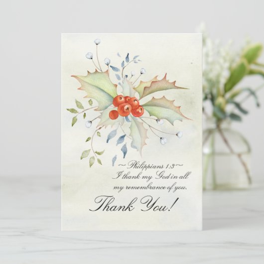 Mooie Inspirerend Schrift Bloemenkerst Bedankkaart (Staand voorkant)