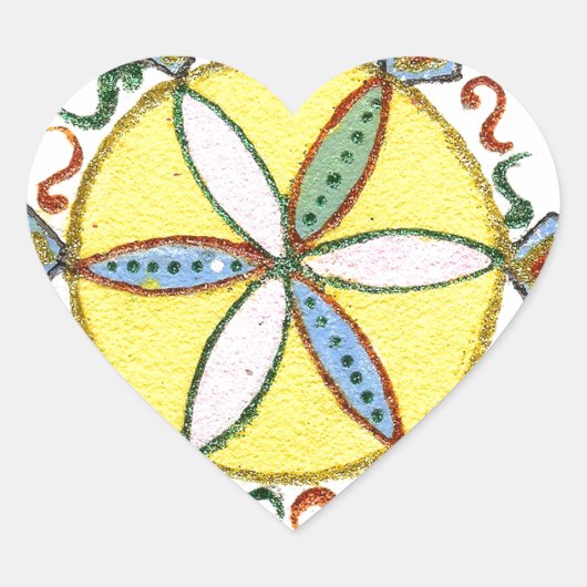 Mooie Inspirerend Star Floral Vector Patroon Hart Sticker (Voorkant)