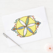 Mooie Inspirerend Star Floral Vector Patroon Ovale Sticker (Envelop)
