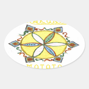 Mooie Inspirerend Star Floral Vector Patroon Ovale Sticker