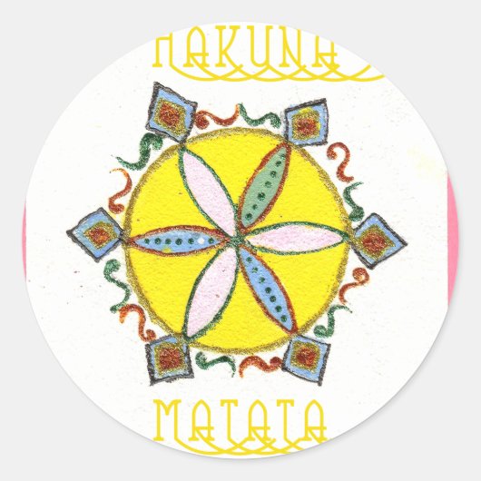 Mooie Inspirerend Star Floral Vector Patroon Ronde Sticker (Voorkant)