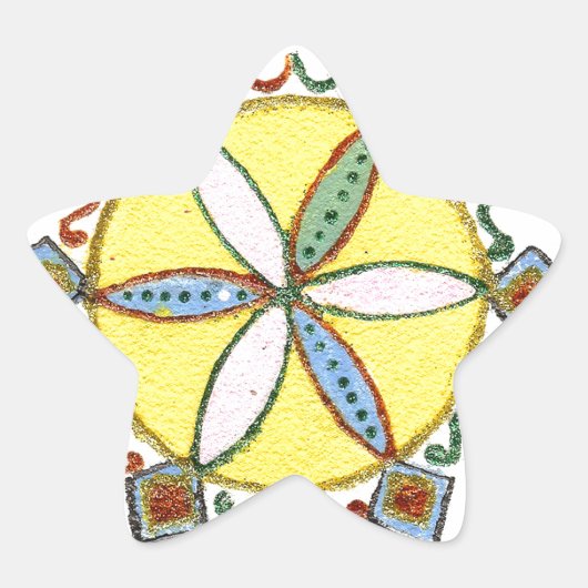 Mooie Inspirerend Star Floral Vector Patroon Ster Sticker (Voorkant)