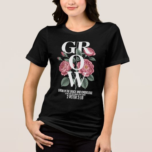 Mooie Inspirerende Groei In De Genade Tri-Blend Shirt (Voorkant)