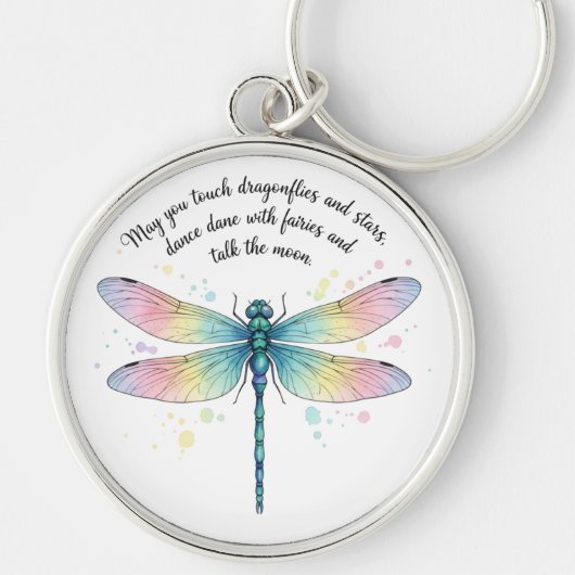 Mooie Inspirerende Libelle Quote Sleutelhanger (Voorkant)