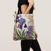 Mooie iris bloem bloeit tote bag (Dichtbij)