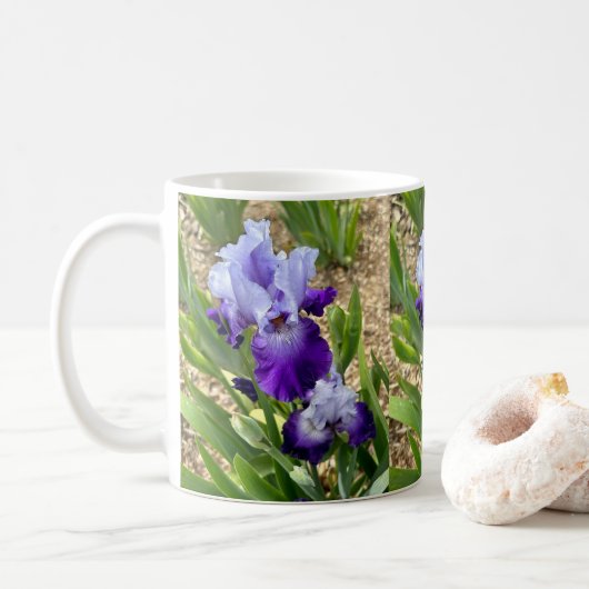 Mooie Iris Bloem Bloemen Mok (Met donut)