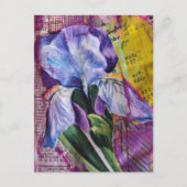 Mooie Iris bloem mixed media collage briefkaart (Voorkant)