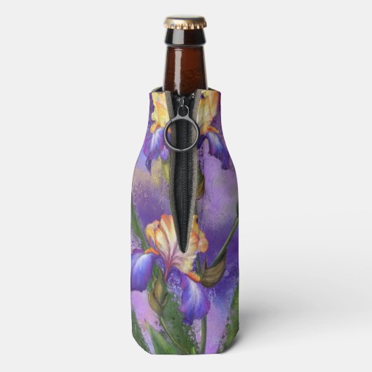 Mooie Iris bloemen fles koeler (Fles Achterkant)