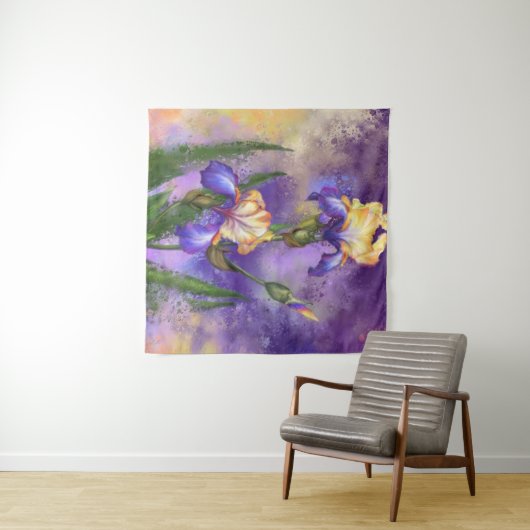Mooie Iris bloemen tapijt Wandkleed (In Situ (horizontaal))