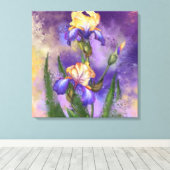 Mooie Iris-ventilator - Migned Painting Art Canvas Afdruk (Insitu (Houten vloer))
