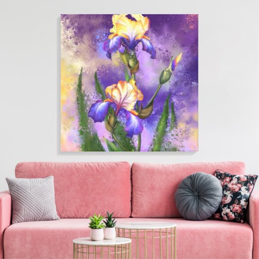 Mooie Iris-ventilator - Migned Painting Art Canvas Afdruk (Insitu (Woonkamer))