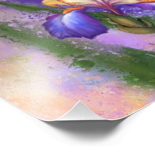 Mooie Iris-ventilator - Migned Painting Art Foto Afdruk (Hoek)