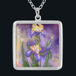 Mooie Iris-ventilator - Migned Painting Art Zilver Vergulden Ketting<br><div class="desc">Mooie Iris Flower</div>