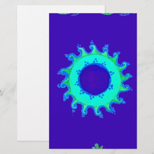 Mooie iriserende blauwe bloemenkunst olieverfschil briefpapier (Voorkant / Achterkant)