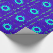 Mooie iriserende blauwe bloemenkunst olieverfschil cadeaupapier (Hoek)