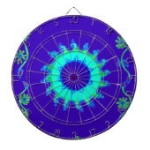 Mooie iriserende blauwe bloemenkunst olieverfschil dartbord (Voorkant)