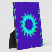 Mooie iriserende blauwe bloemenkunst olieverfschil fotoplaat (Zijkant)