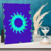 Mooie iriserende blauwe bloemenkunst olieverfschil fotoplaat (Zijkant)