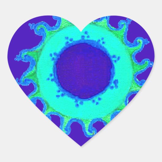 Mooie iriserende blauwe bloemenkunst olieverfschil hart sticker (Voorkant)