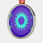 Mooie iriserende blauwe bloemenkunst olieverfschil metalen ornament (Links)