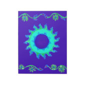 Mooie iriserende blauwe bloemenkunst olieverfschil notitieblok (Linkerzijde)