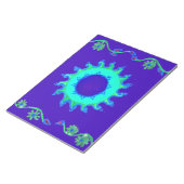 Mooie iriserende blauwe bloemenkunst olieverfschil notitieblok (Schuin)