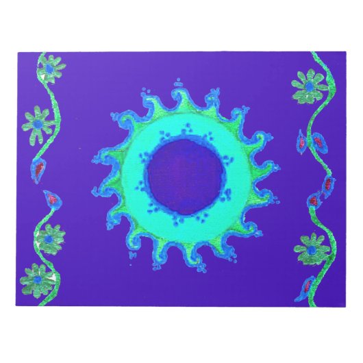 Mooie iriserende blauwe bloemenkunst olieverfschil notitieblok (Voorkant)