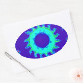 Mooie iriserende blauwe bloemenkunst olieverfschil ovale sticker (Envelop)