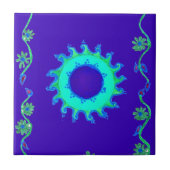 Mooie iriserende blauwe bloemenkunst olieverfschil tegeltje (Voorkant)