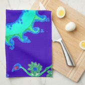 Mooie iriserende blauwe bloemenkunst olieverfschil theedoek (Quarter Fold)