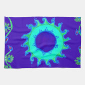 Mooie iriserende blauwe bloemenkunst olieverfschil theedoek (Horizontaal)