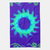 Mooie iriserende blauwe bloemenkunst olieverfschil theedoek (Verticaal)