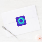 Mooie iriserende blauwe bloemenkunst olieverfschil vierkante sticker (Envelop)