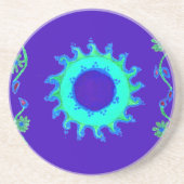 Mooie iriserende blauwe bloemenkunst olieverfschil zandsteen onderzetter (Voorkant)