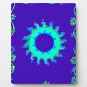 Mooie iriserende blauwe bloemkunst olieverfschilde fotoplaat