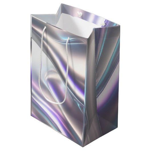 Mooie iriserende en unieke cadeauzak medium cadeauzakje (Voorkant Gekanteld)