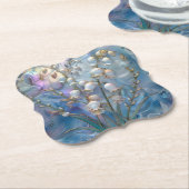 Mooie iriserende lelie-van-dalen reliëfglas kartonnen onderzetters (Gekanteld)