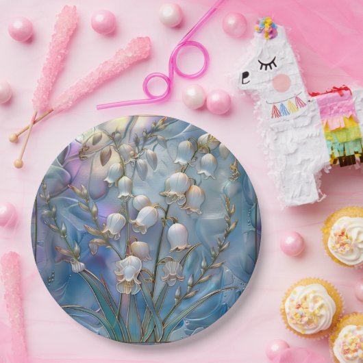 Mooie iriserende lelie-van-dalenglas look papieren bordje (Feest)