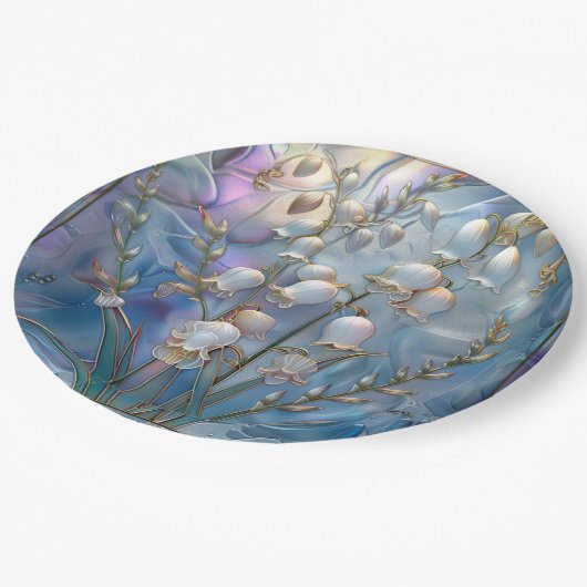 Mooie iriserende lelie-van-dalenglas look papieren bordje (Gekanteld)