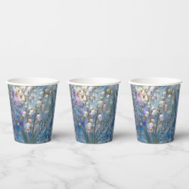 Mooie iriserende Lily of Valley reliëf glas Papieren Bekers