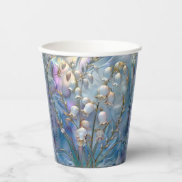 Mooie iriserende Lily of Valley reliëf glas Papieren Bekers