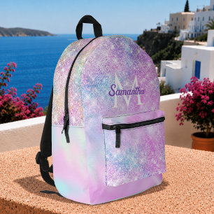 Mooie iriserende roze blauwe ombre glitter bedrukte rugzak