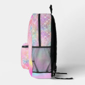 Mooie iriserende roze ombre glitters monogram bedrukte rugzak (Rechts)