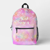Mooie iriserende roze ombre glitters monogram bedrukte rugzak (Voorkant)