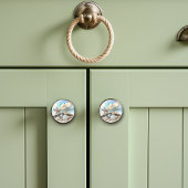 Mooie iriserende schelp zeesterren strand oceaan keramische knop