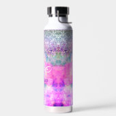 Mooie iriserende zilveren nepschitterende monogram waterfles (Links)