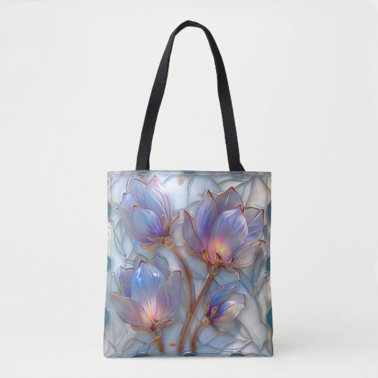 Mooie iriserende zon verlicht bloemig tote bag (Voorkant)