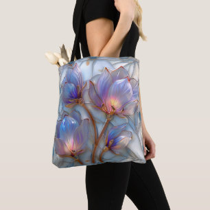 Mooie iriserende zon verlicht bloemig tote bag